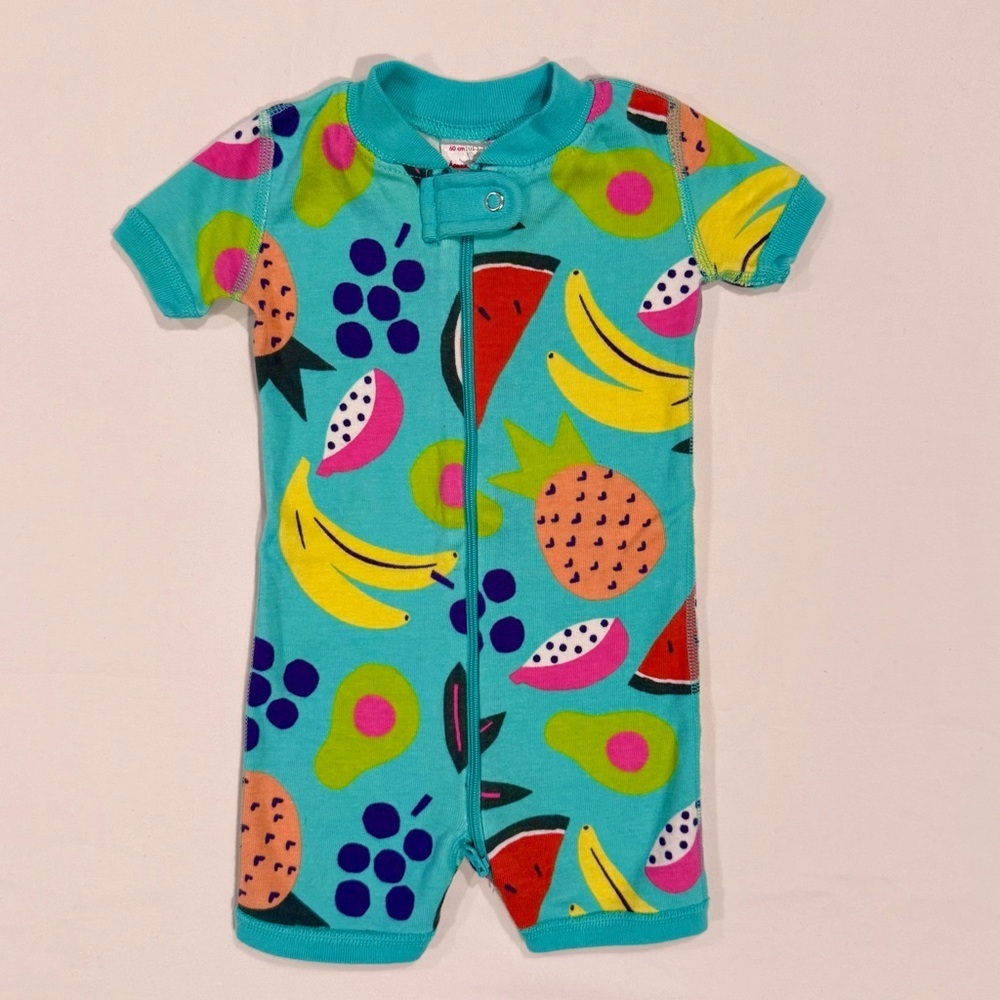 Hanna Andersson Fruit Salad Romper Girls 3-6M Boys 2-Way Zip Shortie Sleeper